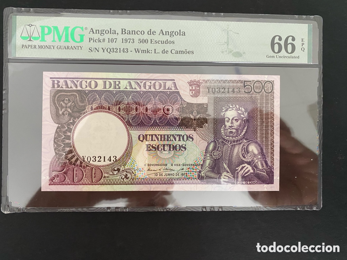 Billetes extranjeros: ANGOLA * BILLETE 500 ESCUDOS 1973 * PMG-66 EPQ (IC-1923)