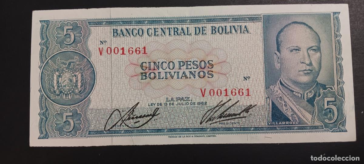 Billetes extranjeros: BOLIVIA 5 PESOS BOLIVIANOS 1962 S/C P=153a