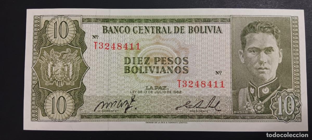 Billetes extranjeros: BOLIVIA 10 PESOS BOLIVIANOS 1962 S/C P=154a
