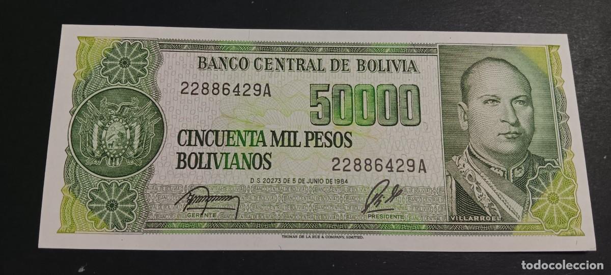Billetes extranjeros: BOLIVIA 50000 PESOS BOLIVIANOS 1984 S/C P=170