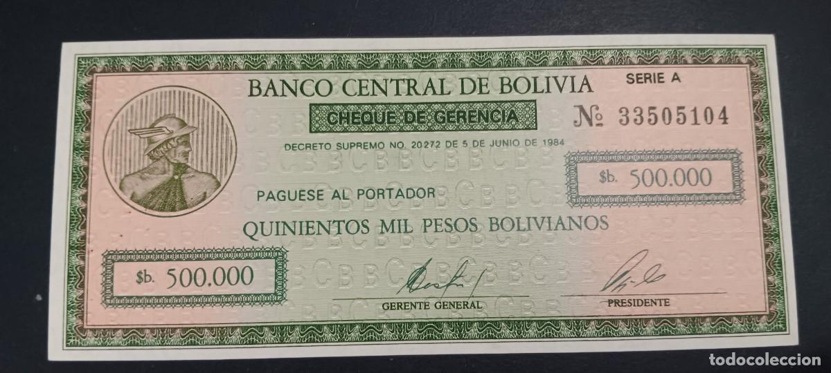 Billetes extranjeros: BOLIVIA 50 CENTAVOS EN 500000 PESOS BOLIVIANOS 1987 S/C P=198