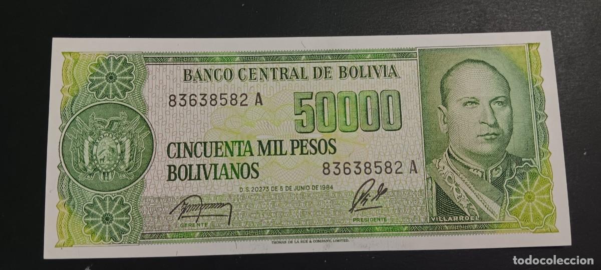 Billetes extranjeros: BOLIVIA 5 CENTAVOS EN 50000 PESOS BOLIVIANOS 1987 S/C P=196