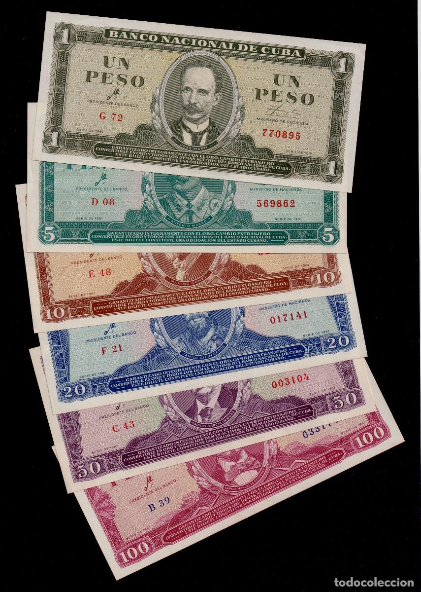 Billetes extranjeros: CUBA 1 PESO - 5 PESOS - 10 PESOS - 20 PESOS - 50 PESOS - 100 PESOS 1961 UNC/SC CHE GUEVARA