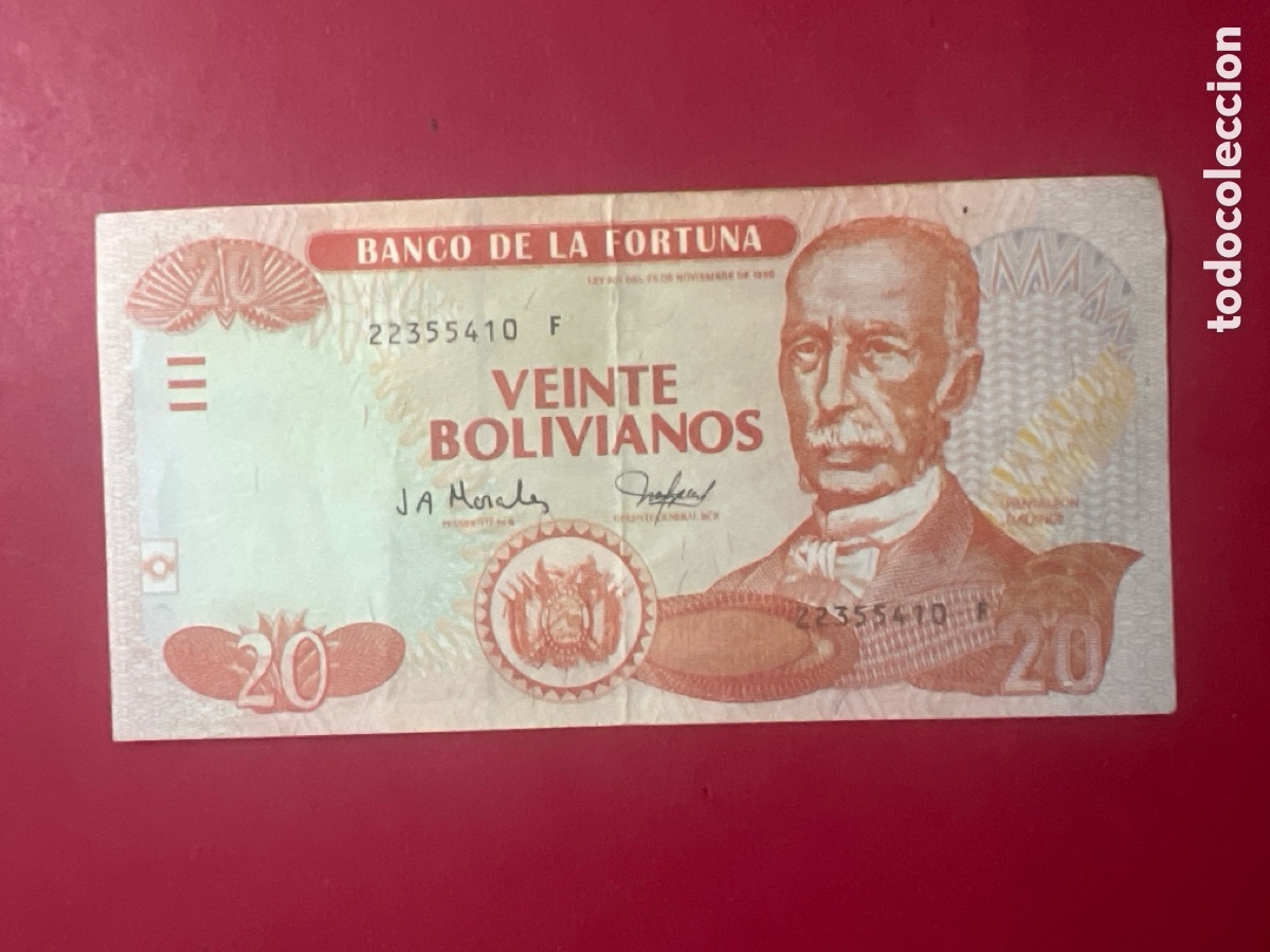 Billetes extranjeros: V135. Billete Bolivia - 20 bolivianos
