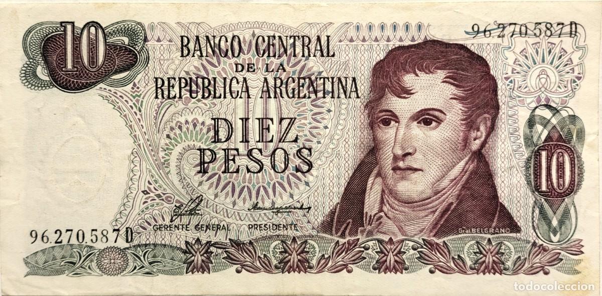 Billetes extranjeros: ARGENTINA (1976) - 10 PESOS DECRETO-LEY N&deg;18.188 - SIN LEYENDA - 96.270.587 D - PICK#300 - MB