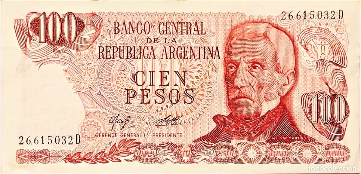 Billetes extranjeros: ARGENTINA (1977) - 100 PESOS DECRETO-LEY N&deg;18.188 - SIN LEYENDA - 26.615.032 D - PICK#302a - MB