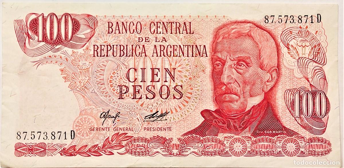 Billetes extranjeros: ARGENTINA (1978) - 100 PESOS DECRETO-LEY N&deg;18.188 - SIN LEYENDA - 87.573.871 D - PICK 302b - MB