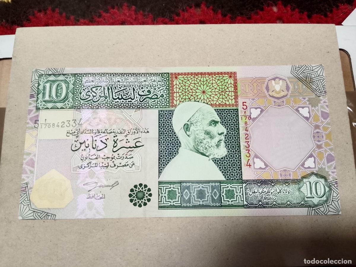 Billetes extranjeros: Billete Libia, 10 dinares, a&ntilde;o 2002, UNC