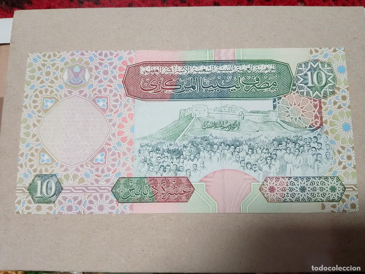 Billetes extranjeros: Billete Libia, 10 dinares, a&ntilde;o 2002, UNC - Foto 2