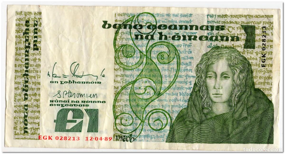 Billetes extranjeros: IRELAND,1 POUND,1989,P.70d,F-VF