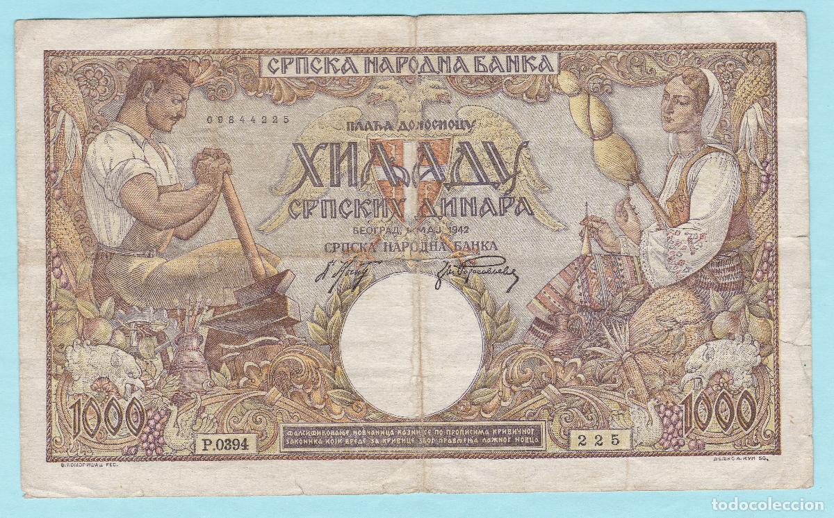 Billetes extranjeros: Serbia. Billete 1000 Dinares. A&ntilde;o 1942. Ocupaci&oacute;n Alemania Segunda Guerra Mundial. Pick 32. N#237726