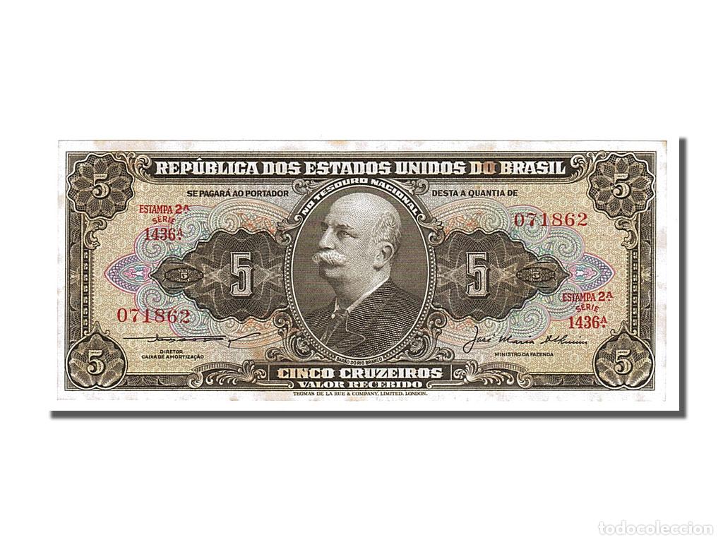 Billetes extranjeros: [#152235] Billete, 5 Cruzeiros, 1953, Brasil, SC