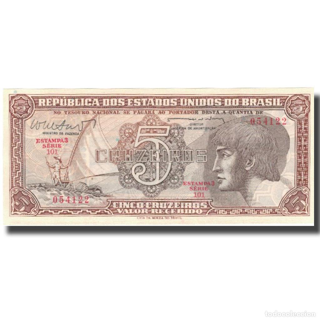 Billetes extranjeros: [#800715] Billete, 5 Cruzeiros, Undated (1961-62), Brasil, KM:166b, SC+