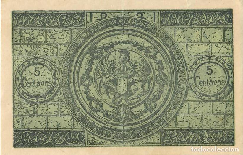 Billetes extranjeros: Vale municipal de 5 centavos emitido por la C&acirc;mara Municipal de Coimbra (1921)