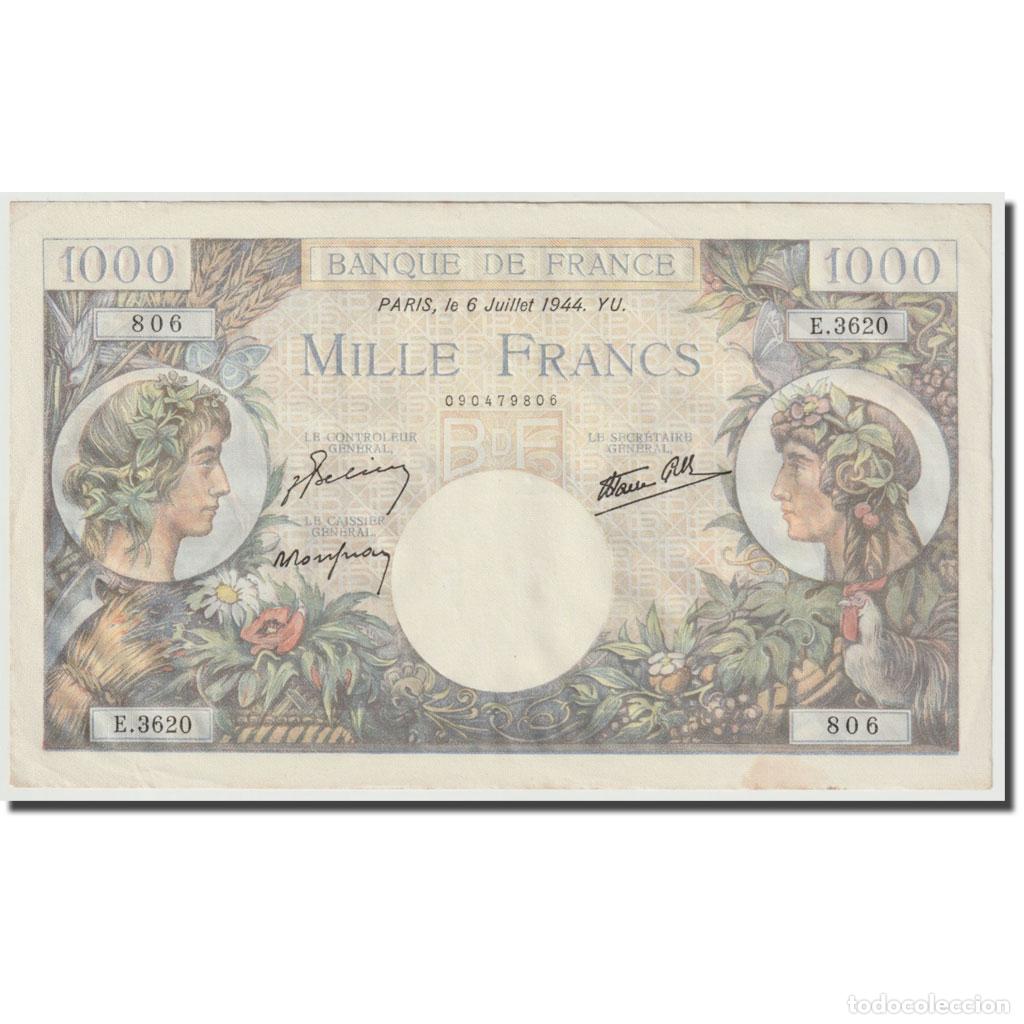 Billetes extranjeros: [#644369] Francia, 1000 Francs, Commerce et Industrie, 1944, 1944-07-06, EBC