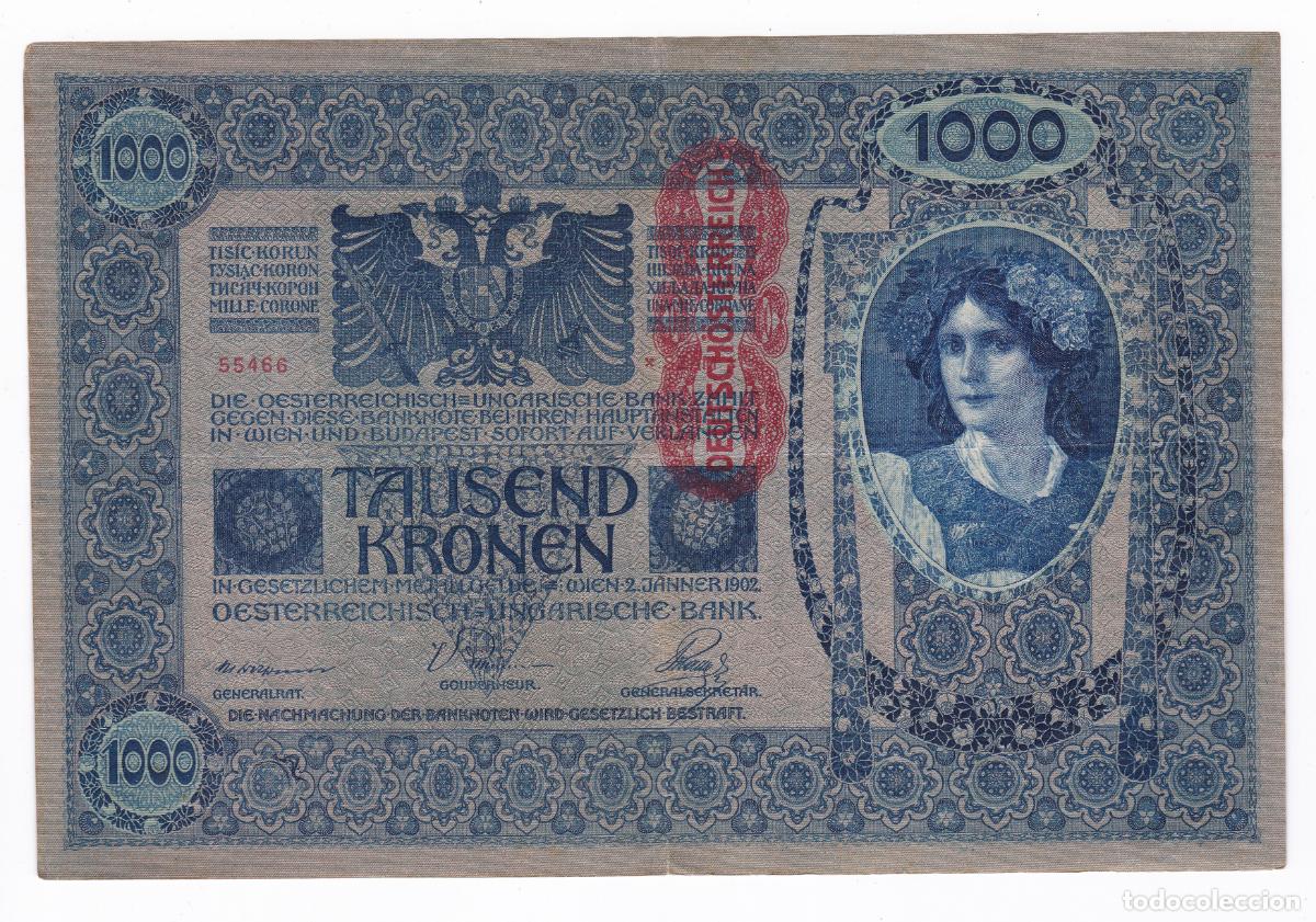 Billetes extranjeros: Austria. Billete de 1000 Kronen - Coronas. A&ntilde;o 1919. Republica Alemania-Austria. Pick 59. N#206950