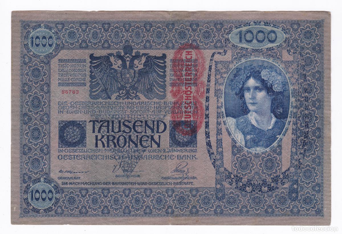 Billetes extranjeros: Austria. Billete de 1000 Kronen - Coronas. A&ntilde;o 1919. Republica Alemania-Austria. Pick 59. N#206950