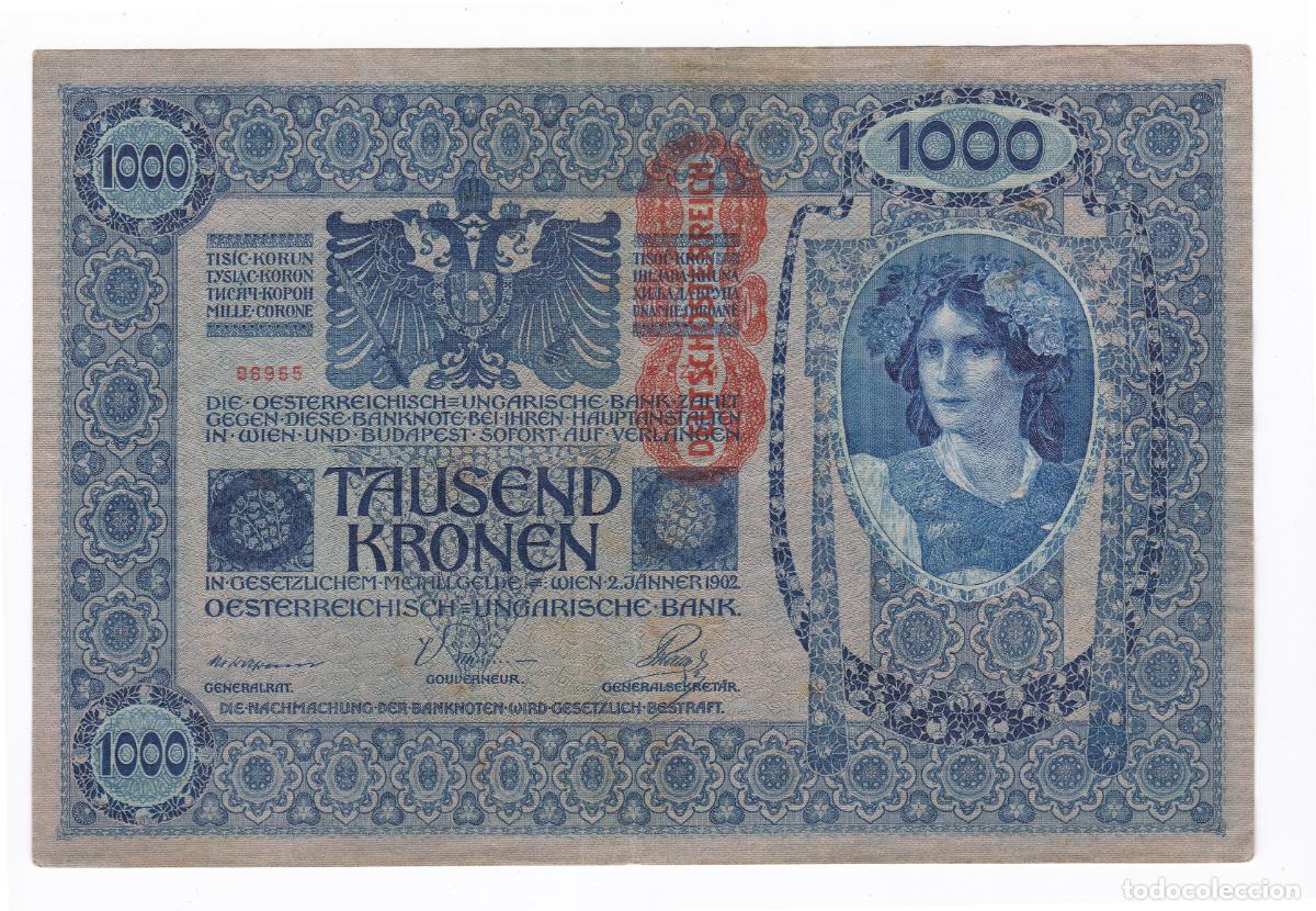Billetes extranjeros: Austria. Billete de 1000 Kronen - Coronas. A&ntilde;o 1919. Republica Alemania-Austria. Pick 59. N#206950