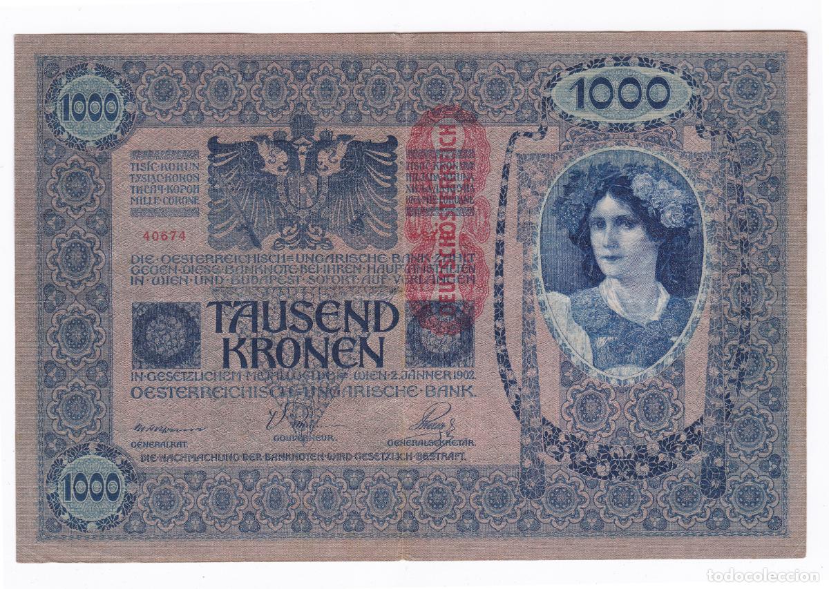 Billetes extranjeros: Austria. Billete de 1000 Kronen - Coronas. A&ntilde;o 1919. Republica Alemania-Austria. Pick 59. N#206950
