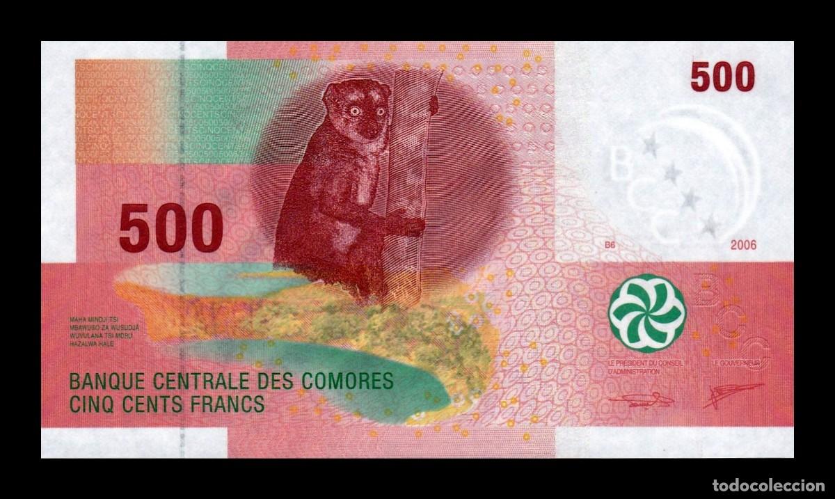 Billetes extranjeros: Comoros Comores 500 Francos Lemur 2006 (2020) Pick 15c Sc Unc