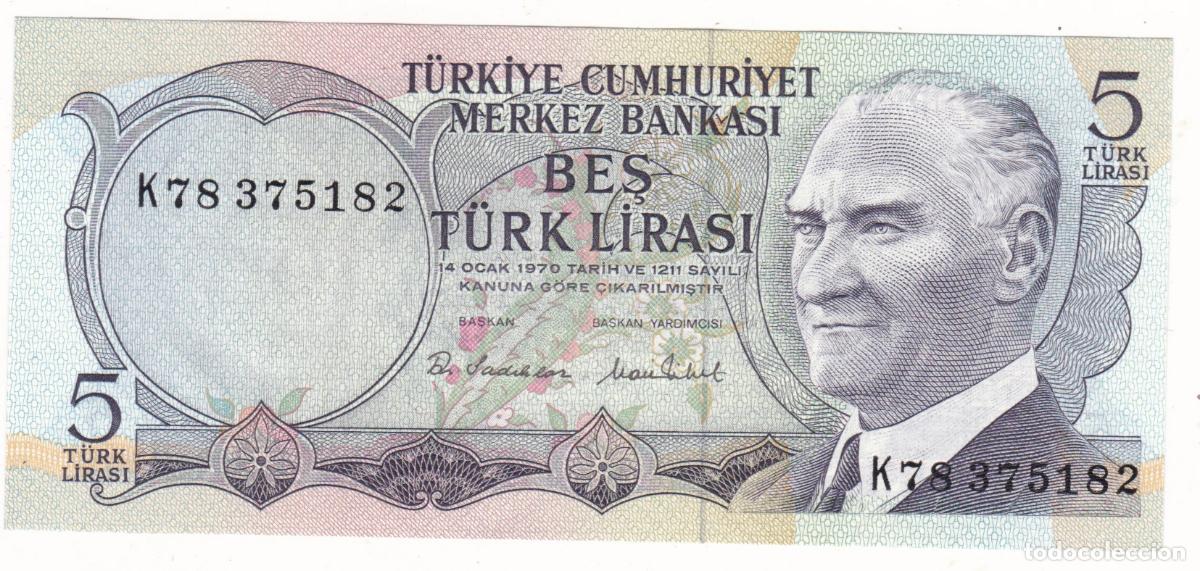 Billetes extranjeros: BS1-5-Billete 5 Liras TURQUIA .Sin Circular .