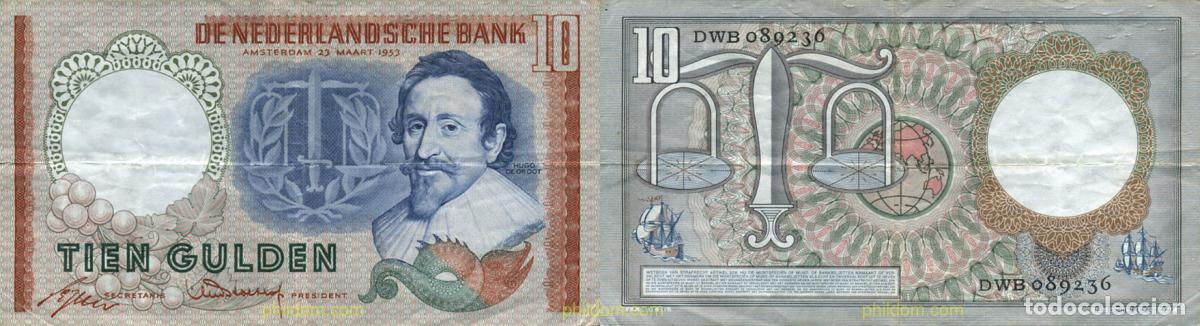 Banconote internazionali: 893 HOLANDA 1953 10 GULDEN 1953 NEDERLAND