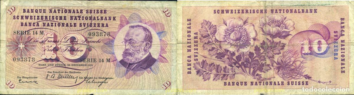 Banconote internazionali: 881 SUIZA 1958 10 FRANCS SUISSE SUIZA 1958 SWITZERLAND