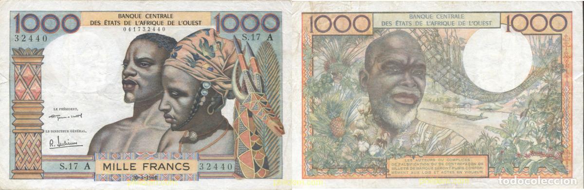 Billetes extranjeros: 1362 AFRICA OCCIDENTAL FRANCESA 1962 1000 FRANCS ESTADOS DEL OESTE AFRICANO 1962