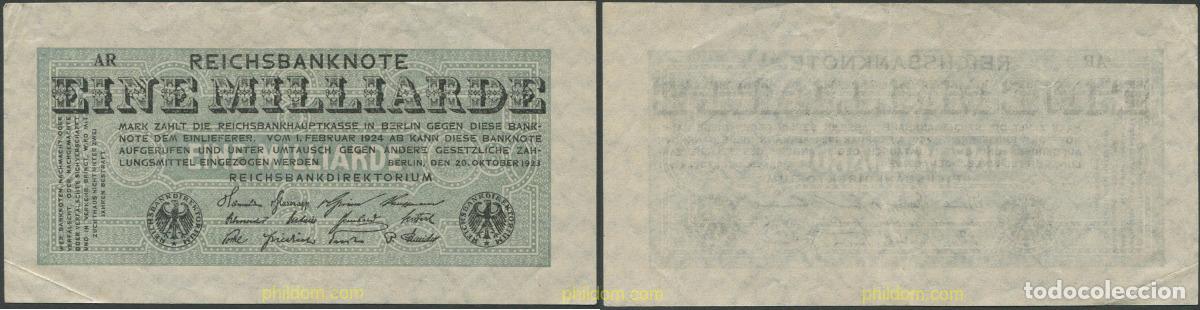 Internationale Banknoten: 1481 ALEMANIA 1923 GERMANY-ALEMANIA 1 MILLIARDE 1923 SERIE AN PICK 122