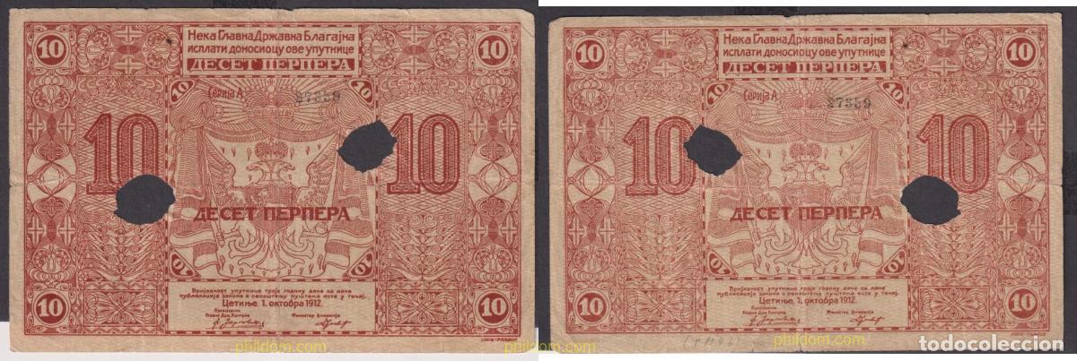 Billetes extranjeros: 2410 MONTENEGRO 1912 MONTENEGRO 10 PERPERA 1912