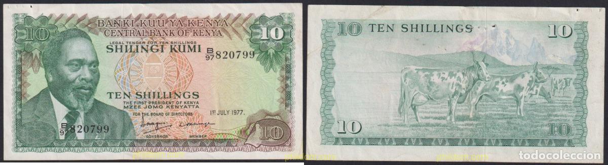 Billetes extranjeros: 2469 KENIA 1977 KENIA 10 SHILLINGS 1977
