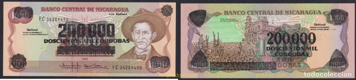 Billetes extranjeros: 2647 NICARAGUA 1990 NICARAGUA 200000 CORDOBAS 1990