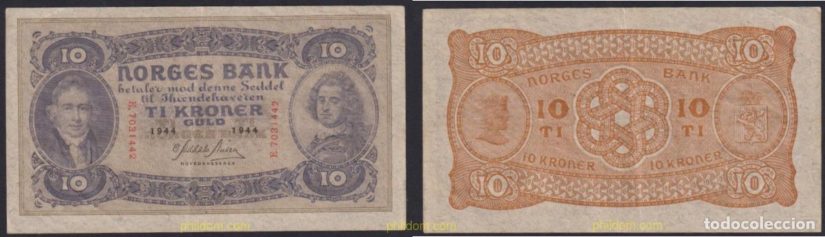 Billetes extranjeros: 2666 NORUEGA 1944 NORWAY NORGES BANK 10 KRONER 1944