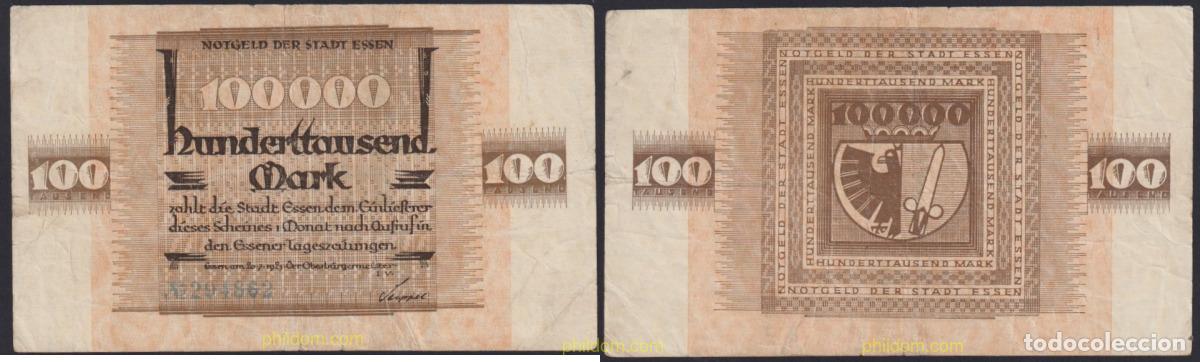 Banconote internazionali: 3047 ALEMANIA 1923 GERMANY 100000 MARK 1923 ESSEN