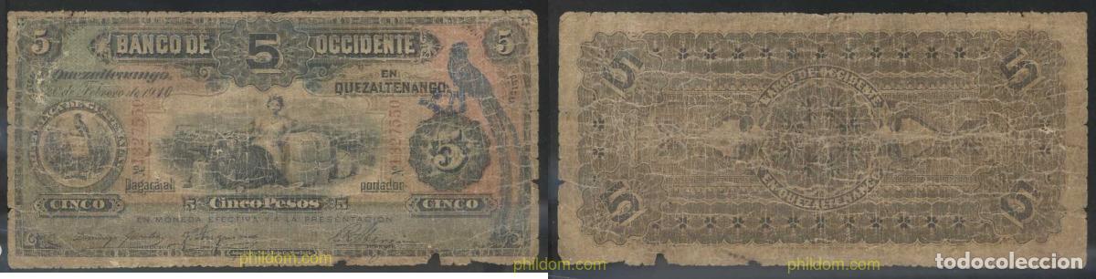 Internationale Banknoten: 3060 GUATEMALA 1910 GUATEMALA 5 PESOS 1910