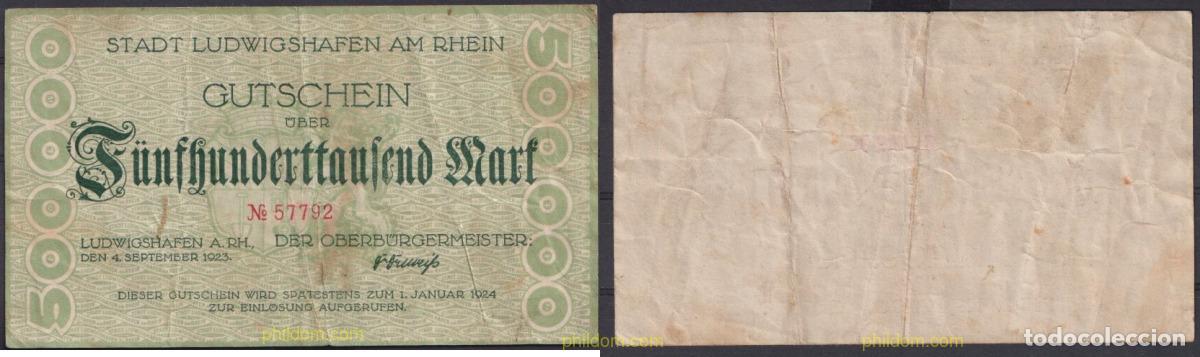 Billets internationaux: 3634 ALEMANIA 1924 GUTSCHEIN 500000 MARK 1924