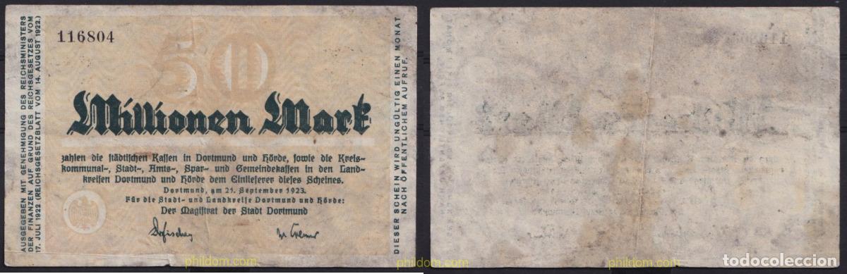 Banconote internazionali: 3682 ALEMANIA 1923 GERMANY DORTMUND 50000000 MARK 1923
