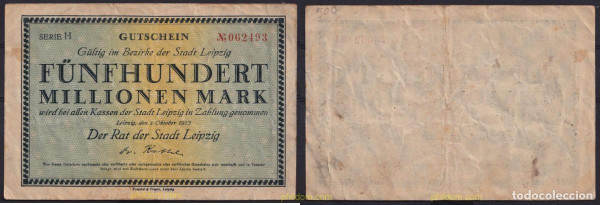Banconote internazionali: 3693 ALEMANIA 1923 GERMANY 500 MILLIONEN MARK 1923 LEIPZIG