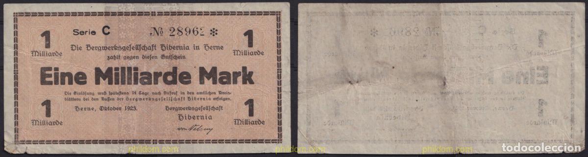 Banconote internazionali: 3698 ALEMANIA 1923 GERMANY EINE MILLIARDE MARK BERNE 1923