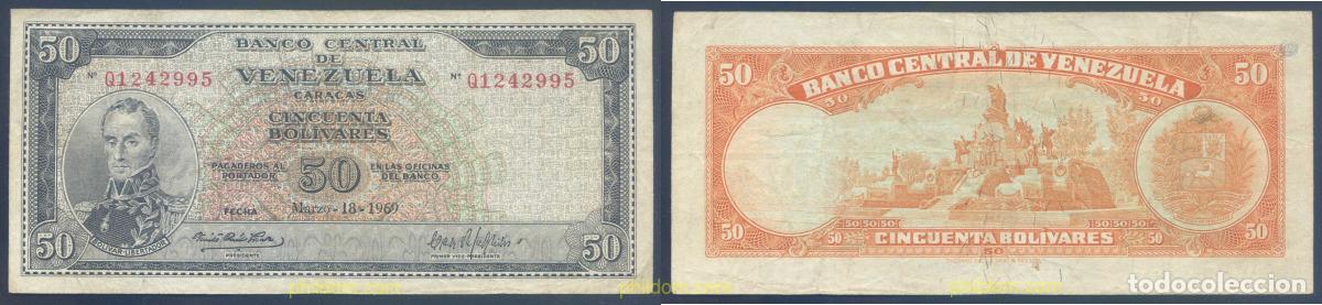 Internationale Banknoten: 3943 VENEZUELA 1969 VENEZUELA 50 BOLIVARES 1969