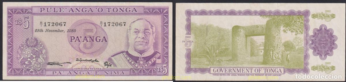 Notas Internacionais: 4009 TONGA 1980 TONGA 5 PA'ANGA 1980