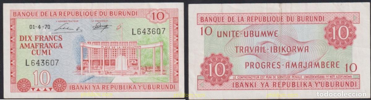 Notas Internacionais: 4032 BURUNDI 1970 BURUNDI 10 FRANCS 1970