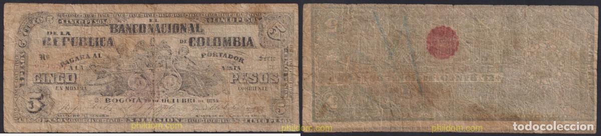 Notas Internacionais: 4328 COLOMBIA 1899 COLOMBIA 5 PESOS 1899