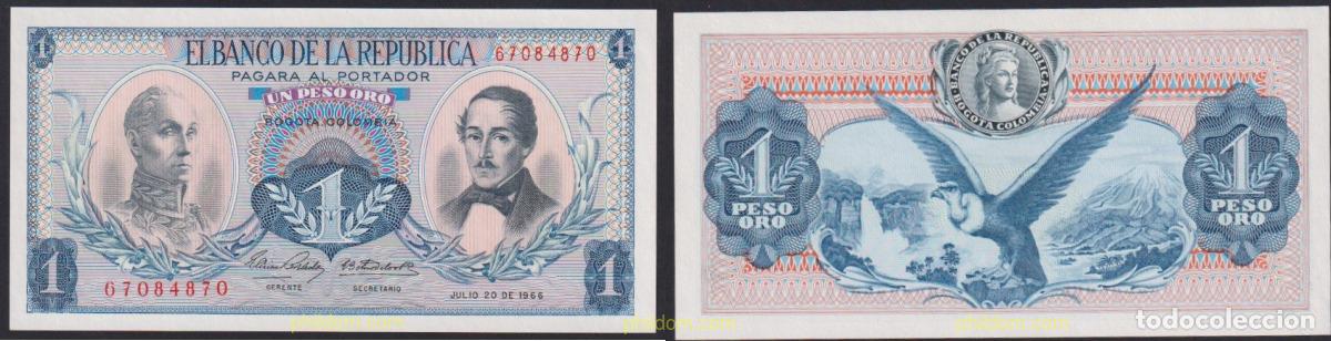 Notas Internacionais: 4378 COLOMBIA 1966 COLOMBIA 1 PESO 1966
