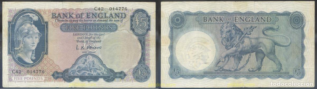 Billets internationaux: 4658 GRAN BRETA&Ntilde;A 1957 UNITED KINGDOM 5 POUNDS 1957