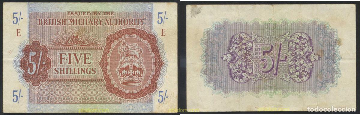 Billets internationaux: 4681 GRAN BRETA&Ntilde;A 1943 BRITISH MILITARY AUTHORITY 5 SHILLING 1943