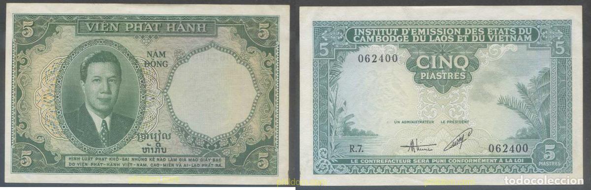 Billets internationaux: 4846 INDOCHINA 1953 INDOCHINA 5 PIASTRES 1953