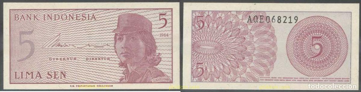 Billets internationaux: 4924 INDONESIA 1964 INDONESIA 5 SEN 1964