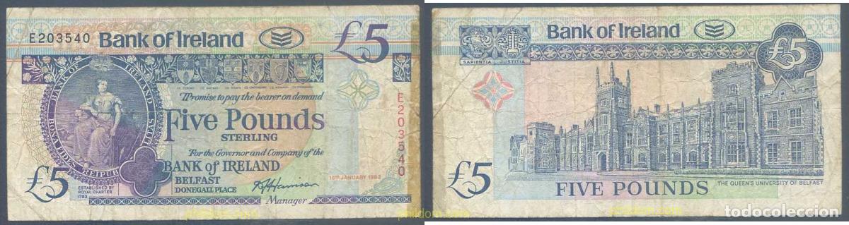 Billetes extranjeros: 5279 IRLANDA 1992 IRELAND 5 POUNDS 1992