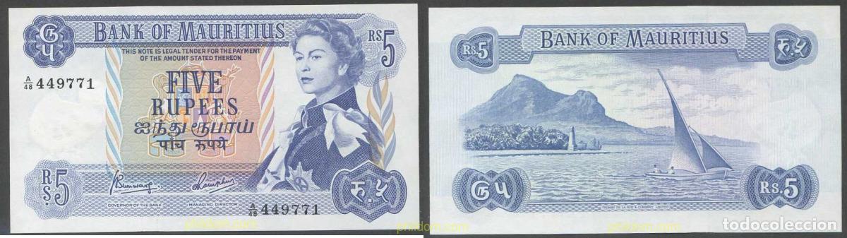 Billetes extranjeros: 5301 MAURICIO 1967 MAURITIUS 5 RUPEES 1967